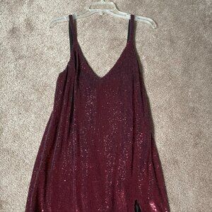 Reformation Sequin Red Dress